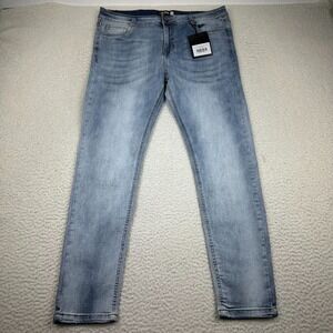 NWT‎ Icon Amsterdam The Lorenzo Jeans Mens 36 Whiskered Denim Stretch Pale Blue
